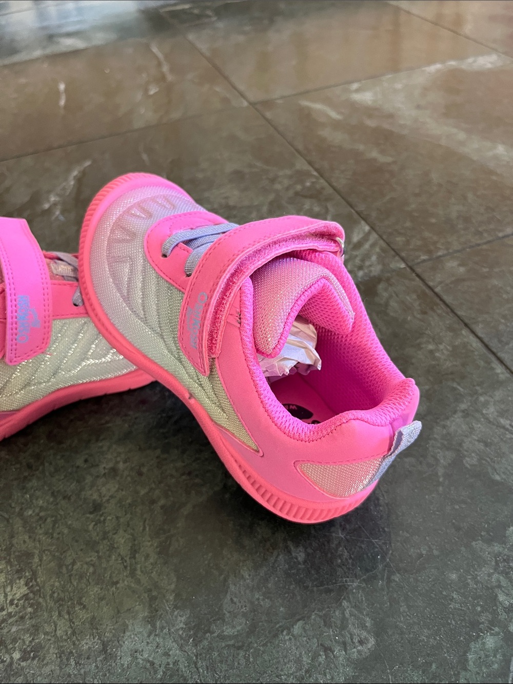 OshKosh B'gosh Bright Pink and Silver Hook-and-Loop Sneakers